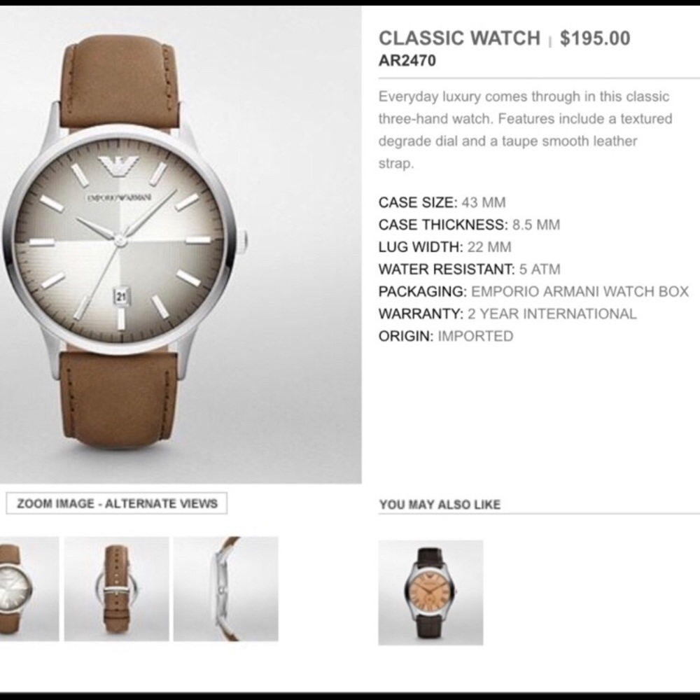 ✨SOLD ✨ EMPORIO ARMANI WATCH